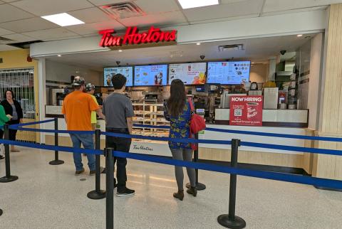 Customers lining up at Tim Hortons in the Student Union.