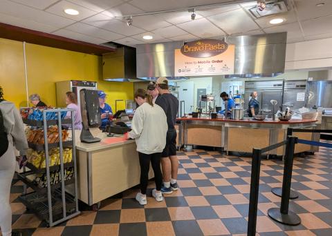 Bravo Pasta pickup counter at the second floor of the Student Union.