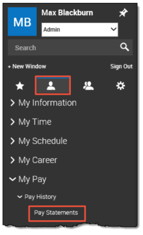 My Information > My Pay > Pay History > Pay Statements screenshot
