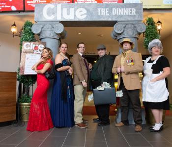 Campus Dining associates who acted as the Clue characters for the dinner