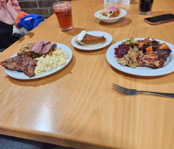 Some of the food served at the holiday dinner at Governors Dining Center