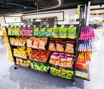 International snack area at One World Café. Photo by Douglas Levere.