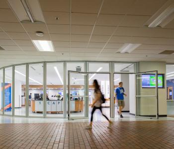 The entrance of 1Capen in Capen Hall. Photo by Douglas Levere.