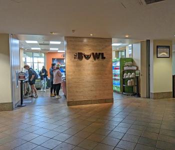 View of The Bowl from the outside, within Ellicott Food Court.