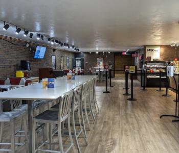 Seating area in The Cellar restaurant in Governors Hall.
