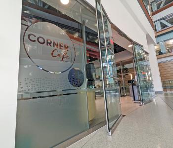 The entrance to Corner Café at JSMBS.