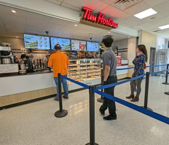 Customers lining up at Tim Hortons in the Student Union.