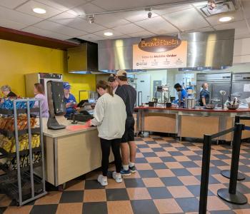 Bravo Pasta pickup counter at the second floor of the Student Union.