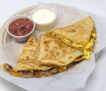 A sausage breakfast quesadilla served at Harriman Café.